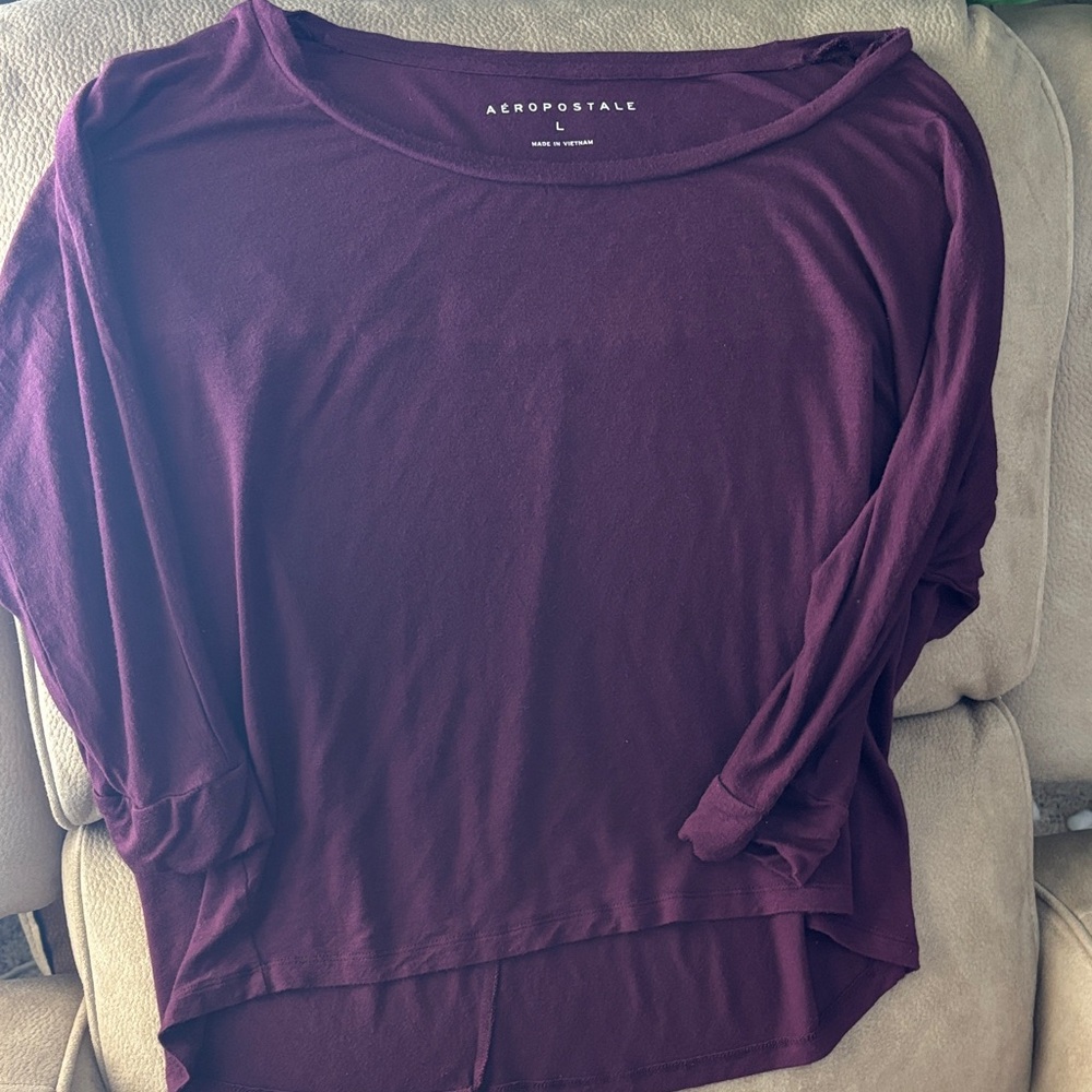 Aeropostale Women's Long Sleeve Plum Tee